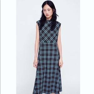ZARA Plaid Tartan Midi Dress